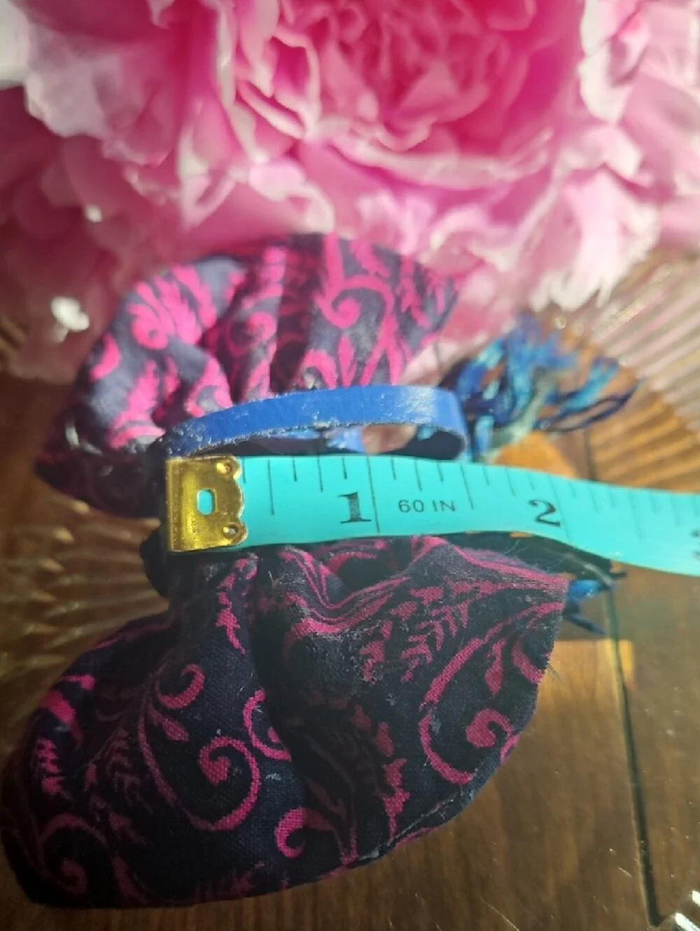 Hand Crafted Dog Collar Bow Tie Paisley Navy&Pink Black Leather Hearts NEW